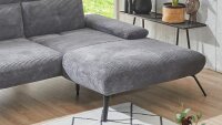 Ecksofa SEATTLE Couch Cord dunkelgrau Schwenkrücken 301 cm