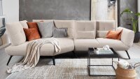 Ecksofa DOVER Couch Stoff beige Schwenkrücken mit 2 Kissen