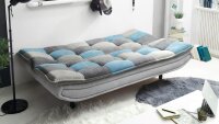 Schlafsofa PATCH Stoff silber dunkelgrau denim mit Bettkasten