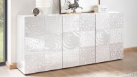 Sideboard MIROS 5 in Weiß Lack Front mit Siebdruck 181 cm