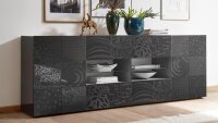 Sideboard MIROS 8 in anthrazit lackiert mit Siebdruck 241 cm