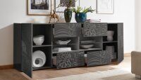 Sideboard MIROS 8 in anthrazit lackiert mit Siebdruck 241 cm