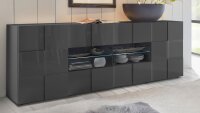 Sideboard DAMA 3 Kommode anthrazit Hochglanz Lack 241 cm