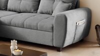 Ecksofa LUANA links Stoff dunkelgrau mit Kissen 248x176 cm