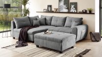 Ecksofa LUANA links Stoff dunkelgrau mit Kissen 248x176 cm