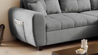 Ecksofa LUANA rechts Stoff dunkelgrau mit Kissen 248x176 cm