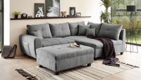 Ecksofa LUANA rechts Stoff dunkelgrau mit Kissen 248x176 cm