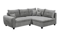 Ecksofa LUANA rechts Stoff dunkelgrau mit Kissen 248x176 cm