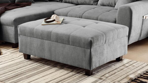 Hocker LUANA Polsterhocker Stoff dunkelgrau 106x80 cm