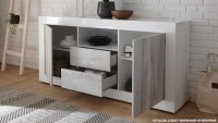 Sideboard URBINO Kommode in weiß Lack und Beton 184x86