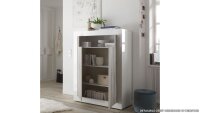 Highboard URBINO Schrank in weiß Lack und Beton 110x144