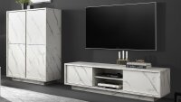 Wohnwand CARRARA Marmor Look weiß TV Board Highboard