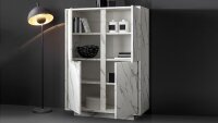 Wohnwand CARRARA Marmor Look weiß TV Board Highboard