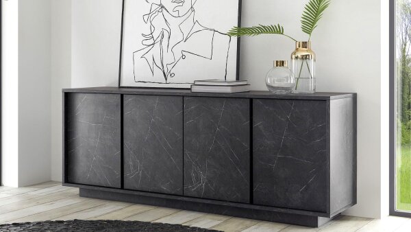 Sideboard CARRARA Marmor-Optik und anthrazit Kommode