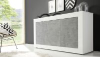 Sideboard BASIC weiß Hochglanz lack Beton 210 cm