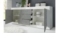 Sideboard BASIC weiß Hochglanz lack Beton 210 cm