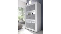 Vitrine BASIC weiß Hochglanz lack Beton Anrichte Glas 102 cm