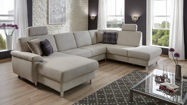 Wohnlandschaft WINSTON Ecksofa Sofa Polstermöbel grau weiß