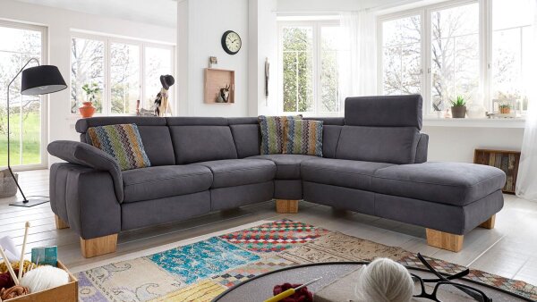 Ecksofa MOTION 2 in Microfaser anthrazit 272x242 cm