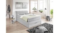 Boxspringbett MODESTO BX1440 Stoff silber Topper 140x200