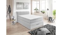 Boxspringbett MODESTO BX1440 Stoff silber Topper 140x200