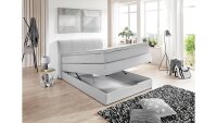 Boxspringbett MODESTO BX1440 Stoff silber Topper 140x200