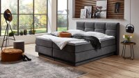 Boxspringbett PORTAGE 180x200 grau inkl. Bettkasten Topper