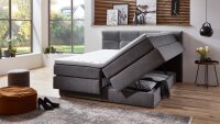 Boxspringbett PORTAGE 180x200 grau inkl. Bettkasten Topper