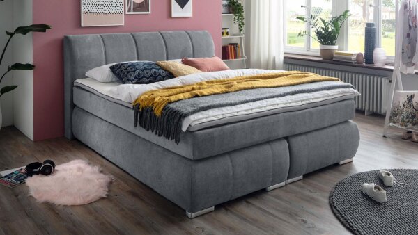 Boxspringbett MALIN 180x200 Doppeltbett anthrazit inkl. Topper