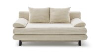 Schlafsofa Bern Cord creme mit Bettkasten und Schlaffunktion