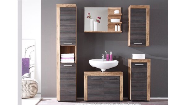 Badezimmer CANCUN Set 5-teilig Nussbaum Satin braun Touchwoodl