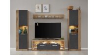 Wohnwand 2 ROCK Anbauwand Wohnzimmer in Wotan Eiche und...