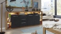 Sideboard ROCK Anrichte Highboard Kommode Wotan Eiche und dunkelgrau