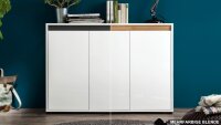 Sideboard 1 SOL Anrichte Kommode in weiß Hochglanz Lack grau Alteiche