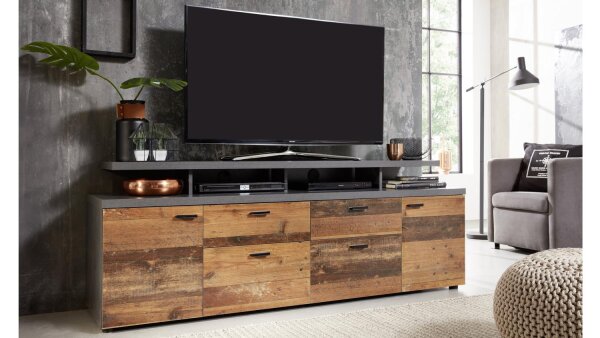 TV-Board MOOD Lowboard TV-Schrank Old Wood Matera grau