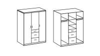 Kleiderschrank CLICK in Alpinweiß und anthrazit 135 cm