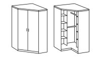 Eckschrank Clack in hochglanz weiß Eiche sägerau