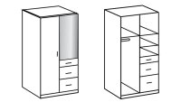 Kleiderschrank Clack hochglanz weiß Alpinweiß Spiegel 90 cm