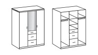 Kleiderschrank Clack hochglanz weiß Alpinweiß Spiegel 135 cm