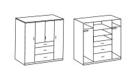 Kleiderschrank Clack in hochglanz schwarz Alpinweiß 180 cm