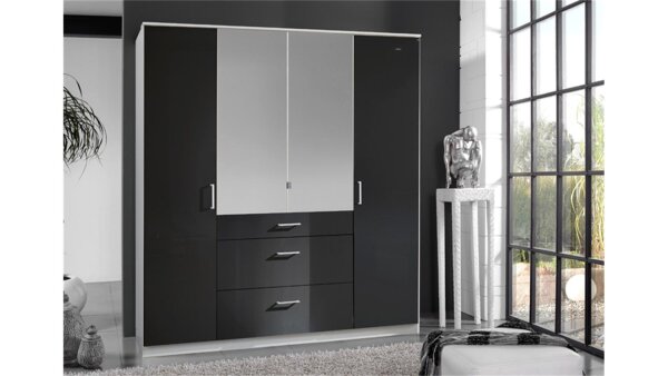 Kleiderschrank Clack Front  hochglanz schwarz Spiegel 180 cm