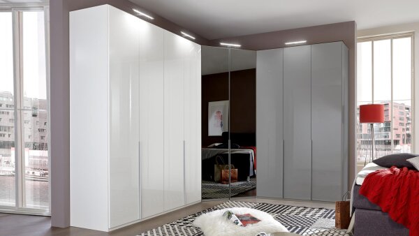 Kleiderschrank NEW YORK D Pearlglanz Softwhite 180 cm