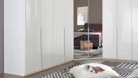 Eckschrank NEW YORK D in Pearlglanz Softwhite mit Spiegel