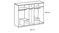 Kleiderschrank FREIBURG in Alpinweiß und anthrazit 225 cm