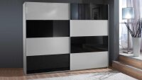 Schwebetürenschrank EASY PLUS weiß Glas schwarz 313x210