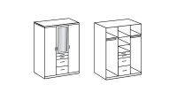 Kleiderschrank AACHEN Schrank Drehtürenschrank in weiß mit Spiegel 135