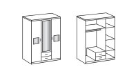 Kleiderschrank KÄRNTEN Schrank in weiß und Hirnholz mit Spiegel 135