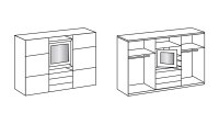 Schwebetürenschrank MAGIC in Plankeneiche und weiß mit Funktion 300 cm