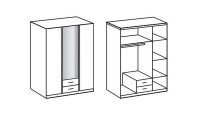 Kleiderschrank TRIO Schrank in weiß Hochglanz Chrom 135 cm mit Spiegel