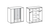 Kleiderschrank TRIO Schrank in weiß Hochglanz Chrom 180 cm mit Spiegel